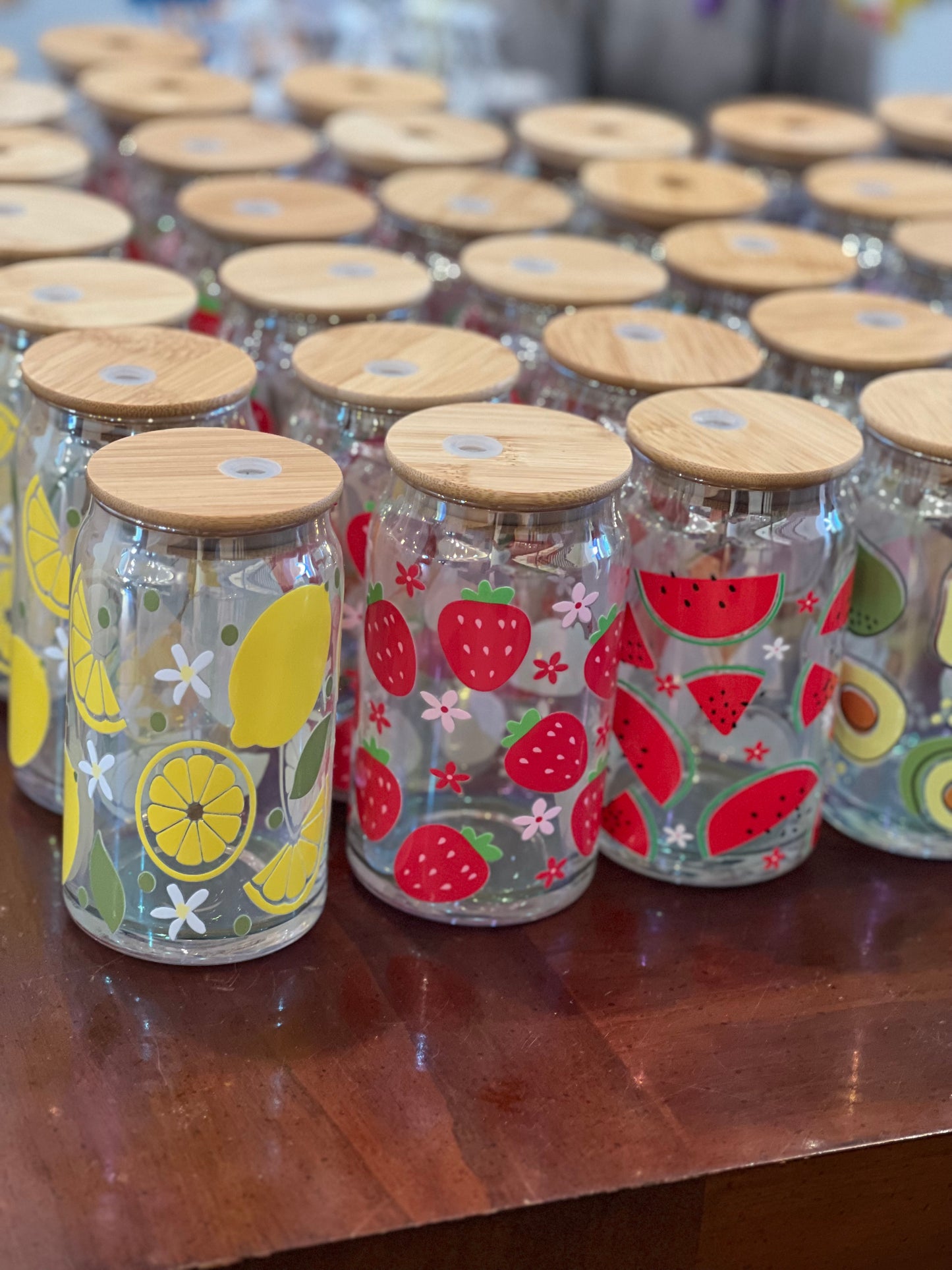 Lemon Glass | Strawberry Glass | Watermelon Glass Avocado Glass | 16 oz Glass
