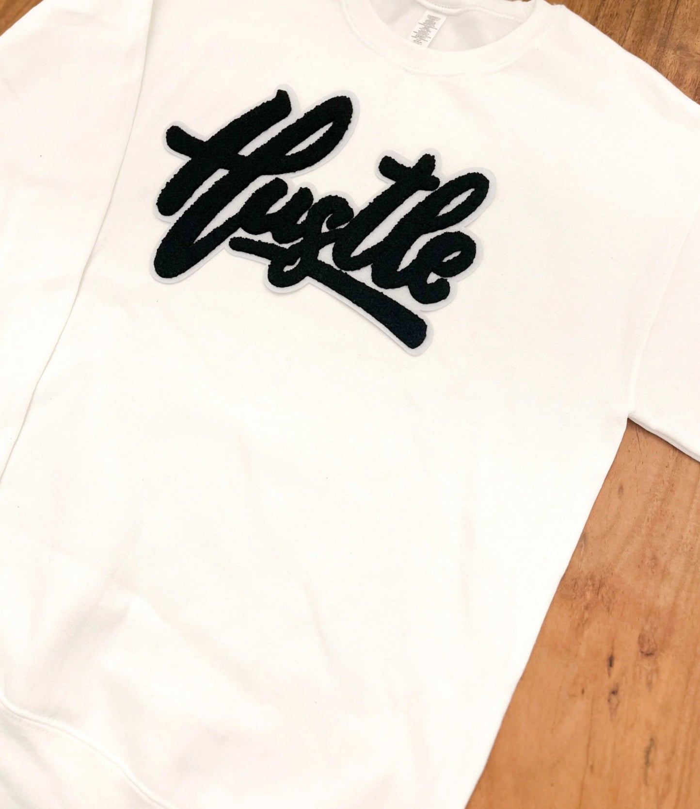 Chenille Embroidered Heat Transfer - Black Hustle