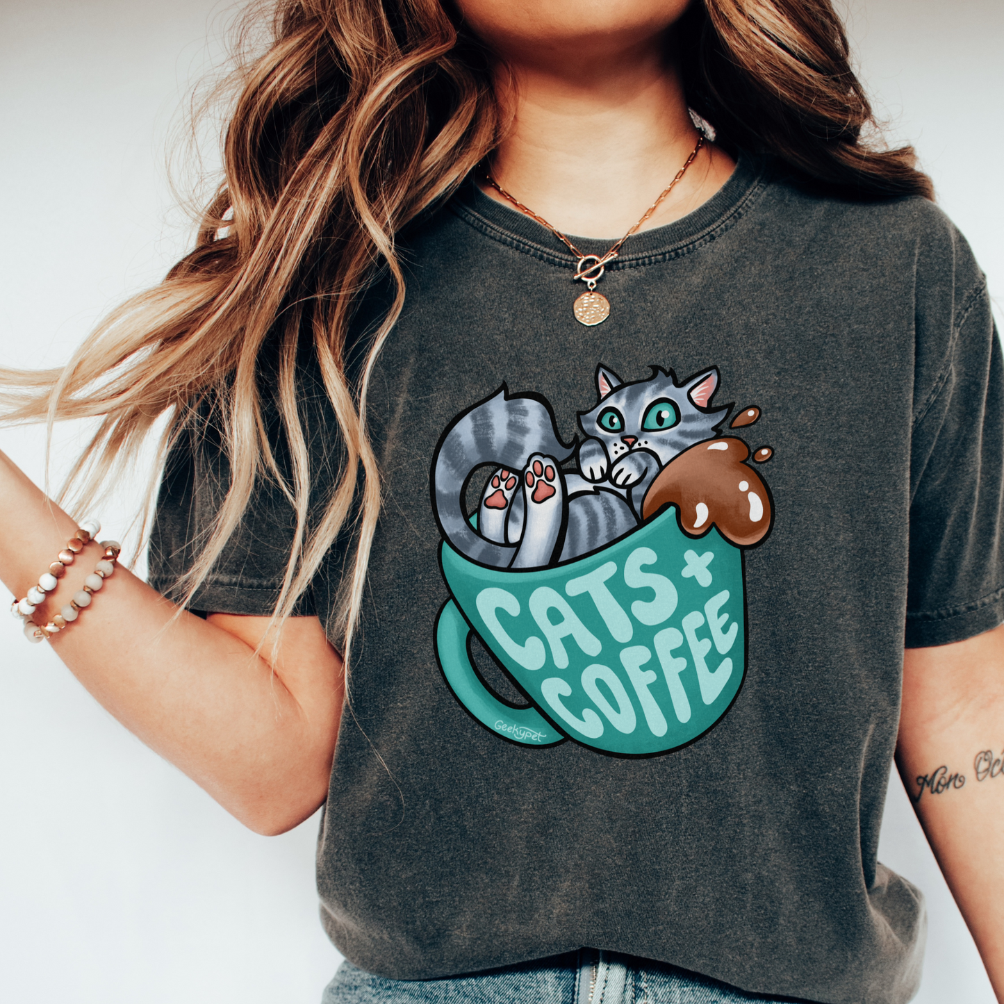 Geeky Pets shirt | Cats and Coffee shirt | Adult shirt | Unisex Comfort Color shirts