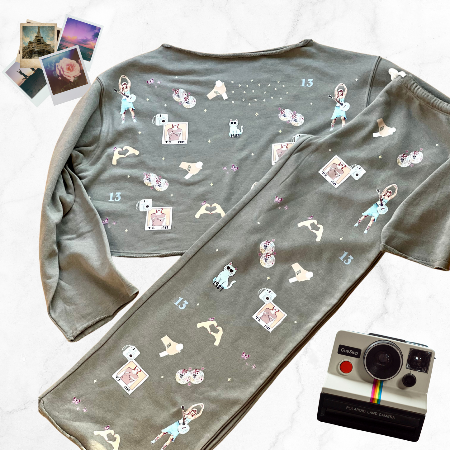 Taylor Swift Inspired 1989 Boat-Neck Sweatshirt & Wide-Leg Joggers with pockets