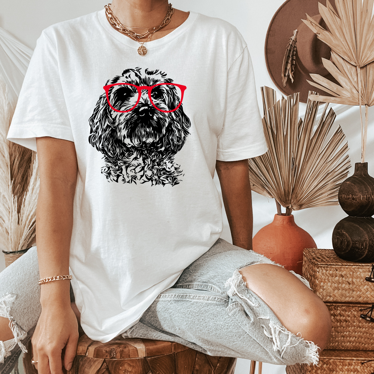 Cockapoo wearing glasses | Doodle wearing glasses | Adult Comfort Color shirt