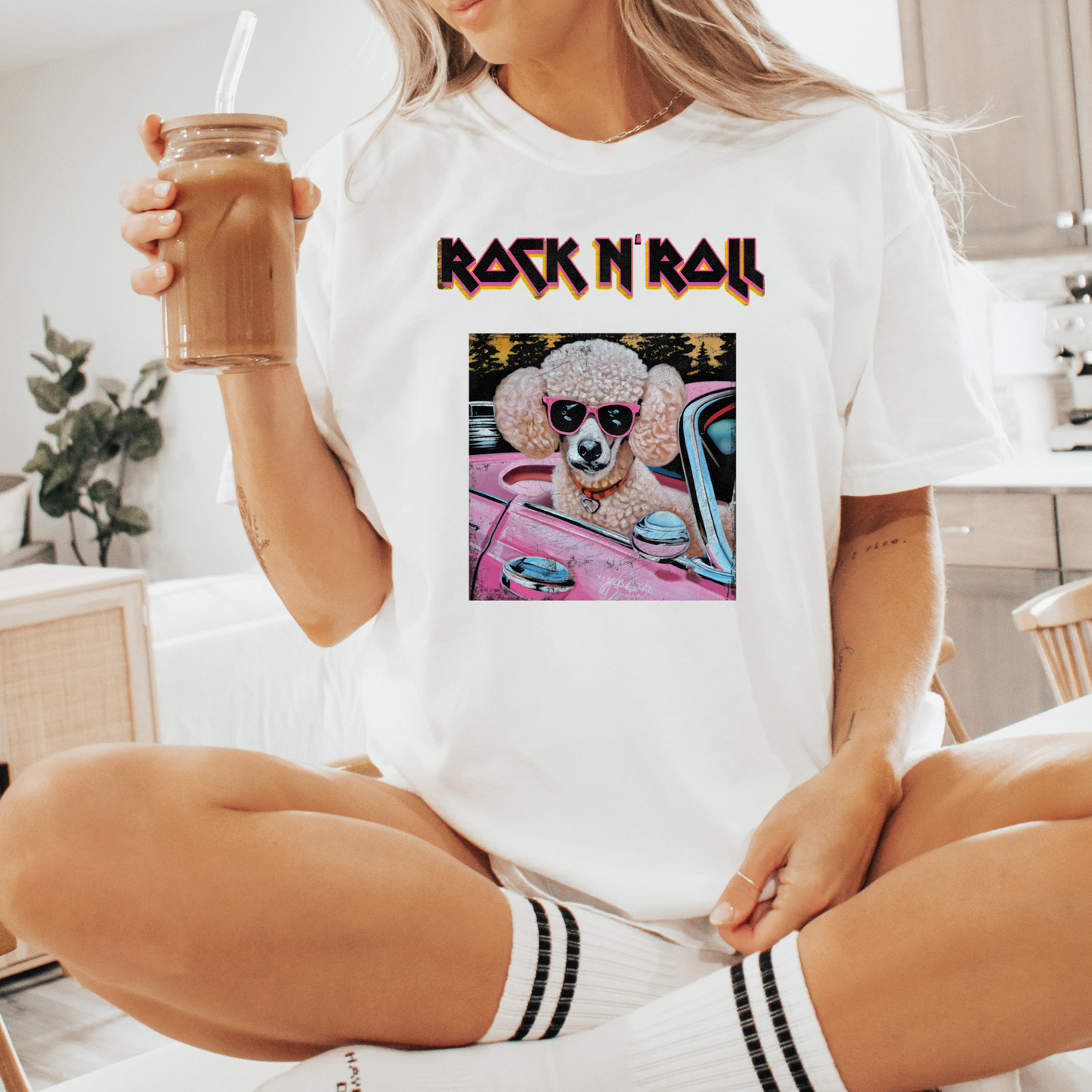 Vintage poodle | Adult Comfort Color shirt | Rock n Roll shirt
