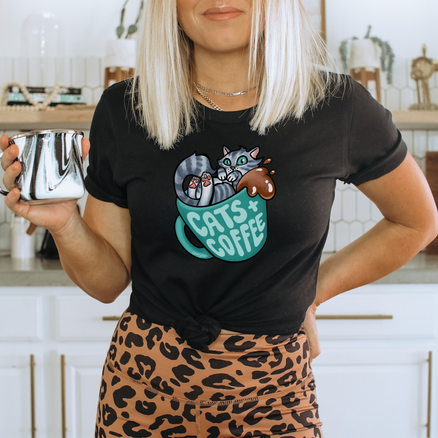 Geeky Pets shirt | Cats and Coffee shirt | Adult shirt | Unisex Comfort Color shirts