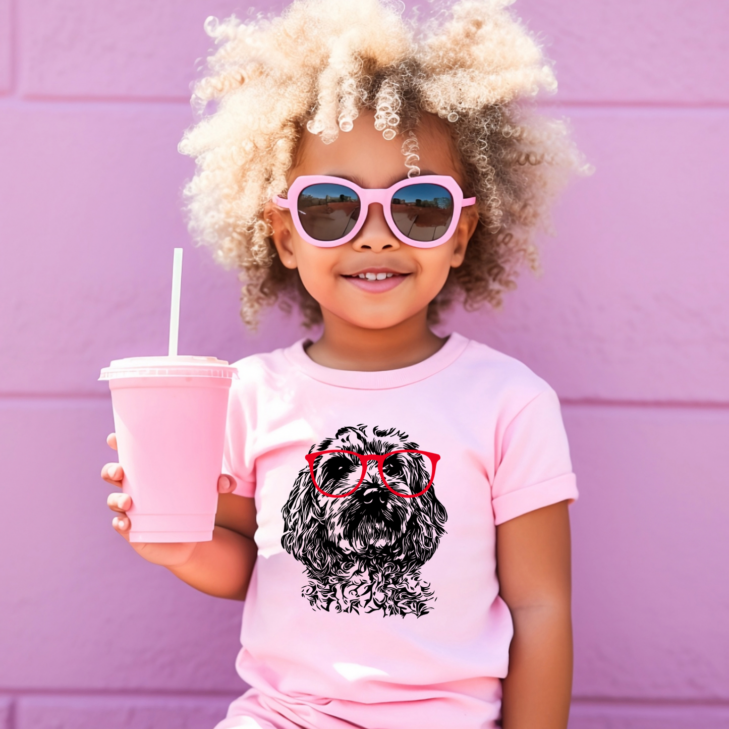 Cockapoo wearing glasses shirt | Doodle wearing glasses shirt | Kids shirt