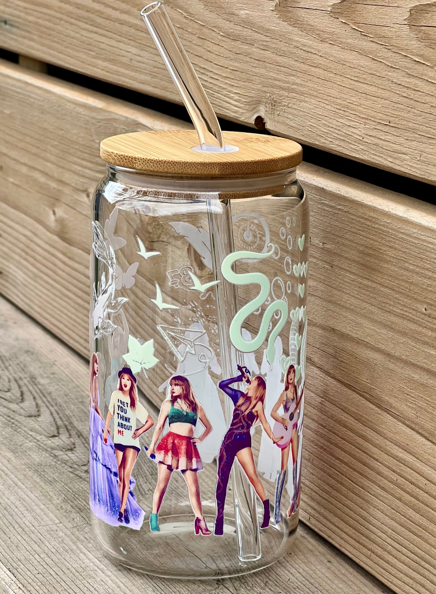 Tay Swift Inspired 16 oz glass: Iconic Eras Tour including The Tourtured Poets Department