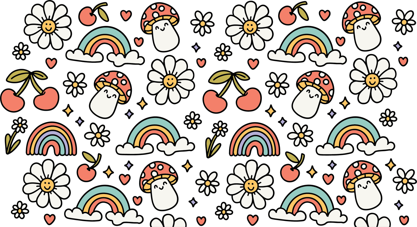 Mushrooms & Rainbows | 16 oz Glass