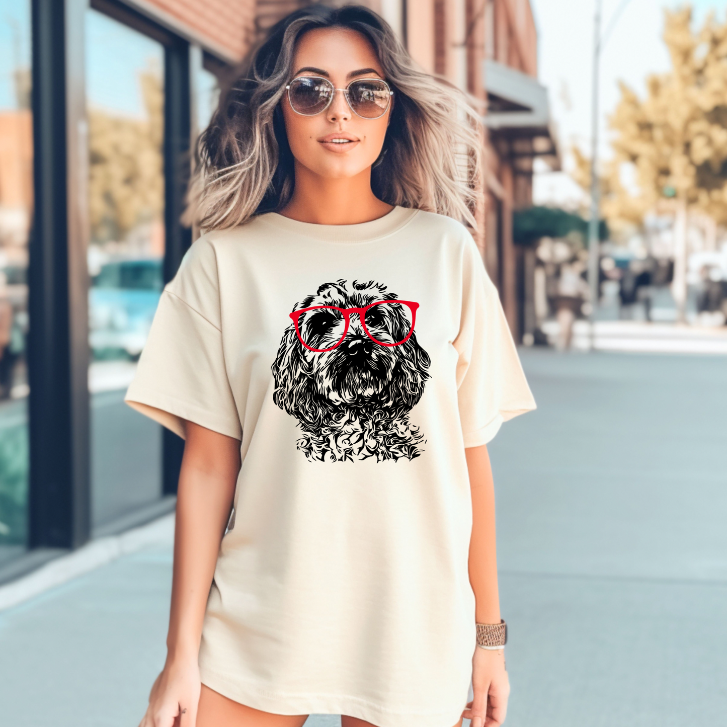 Cockapoo wearing glasses | Doodle wearing glasses | Adult Comfort Color shirt