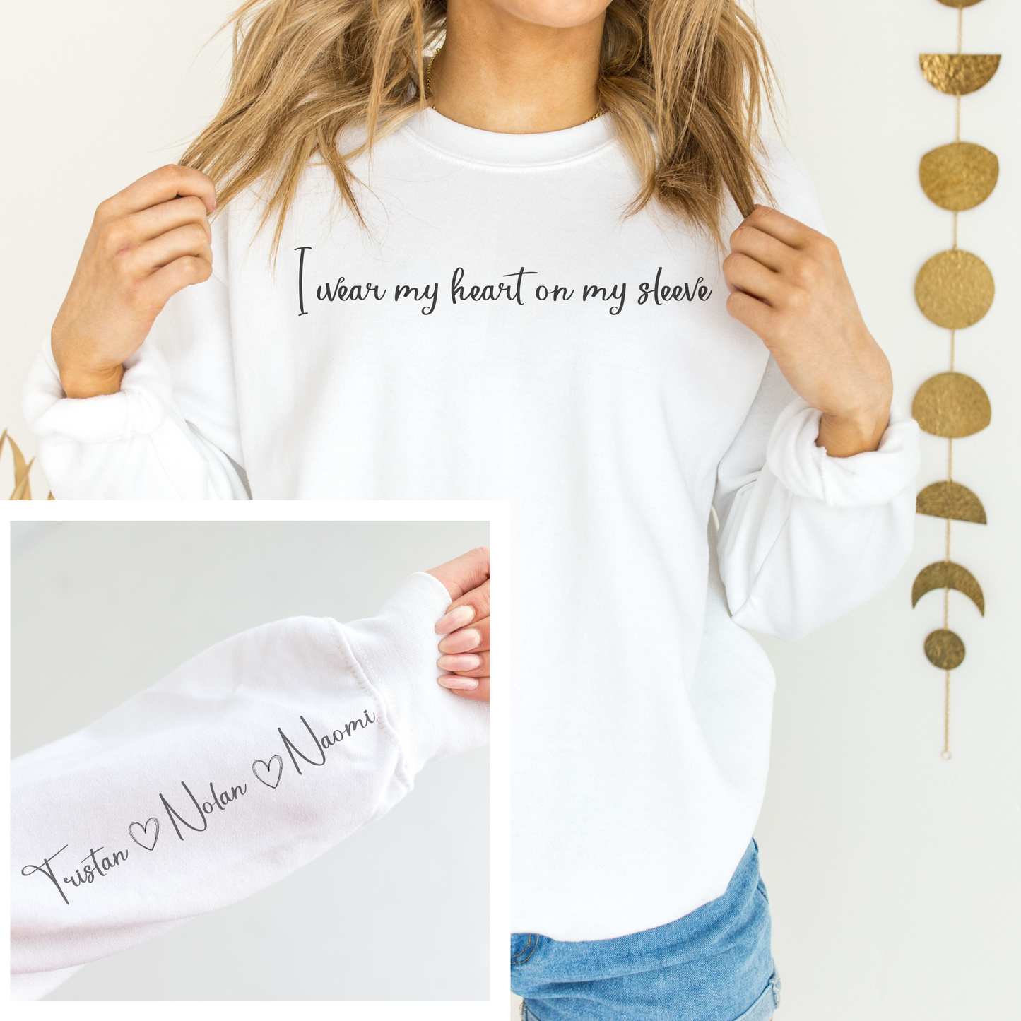 Gift for Mom | Gift for Grandma | I wear my heart on my sleeve | Custom Sweater | Unique gift idea