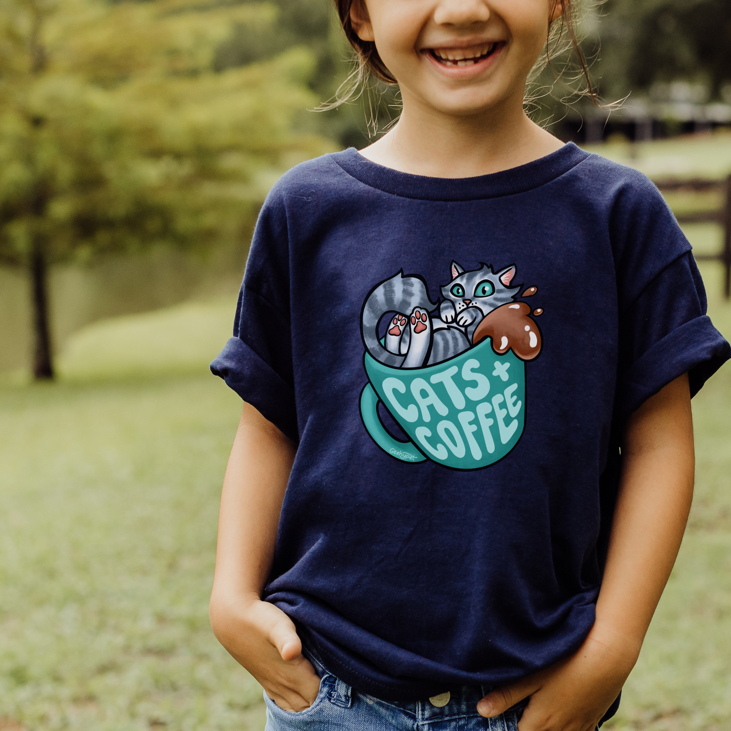 Cats and Coffee shirt | Geeky Pets shirt | Kids shirt