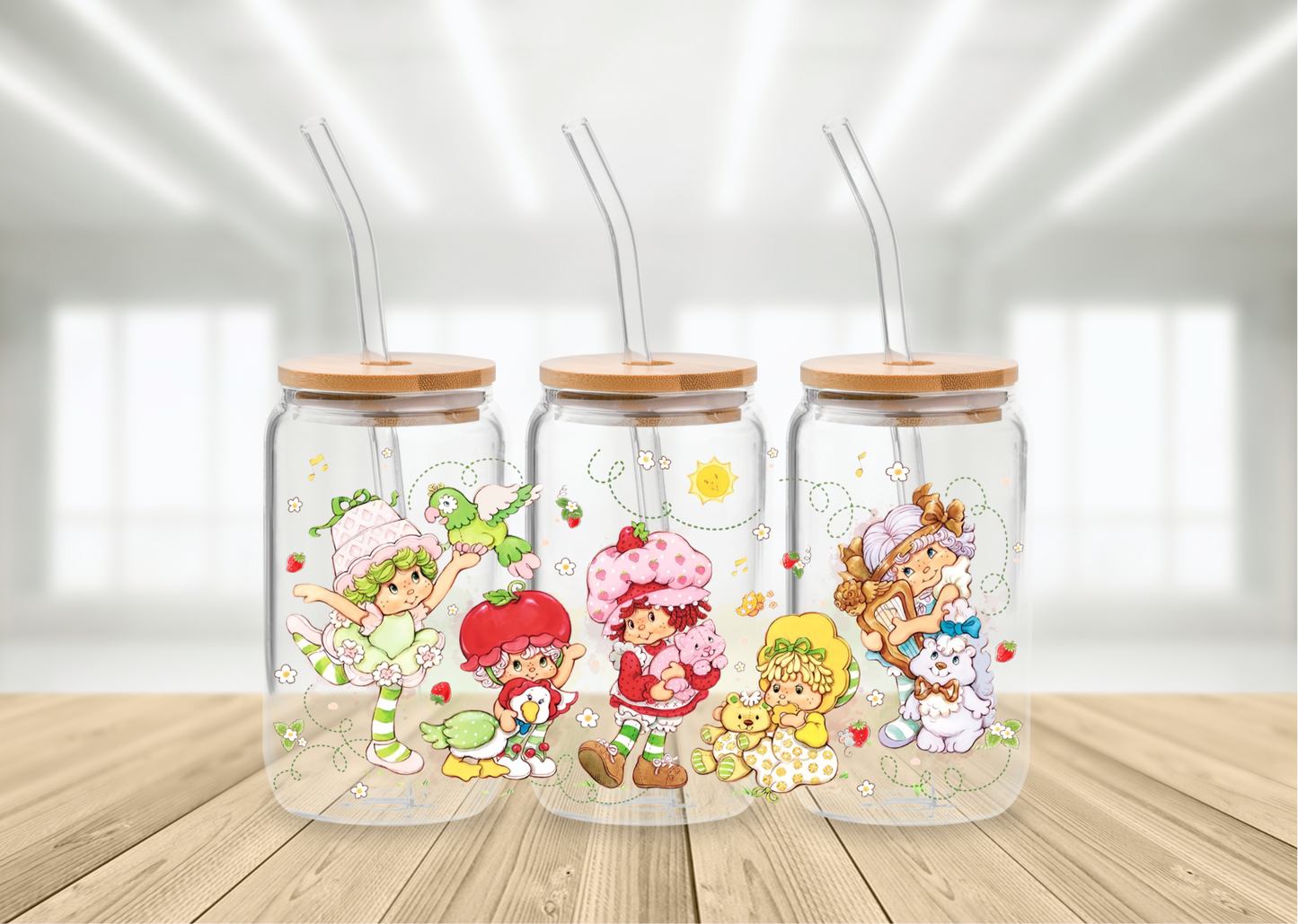 Strawberry Shortcake 16 oz glass