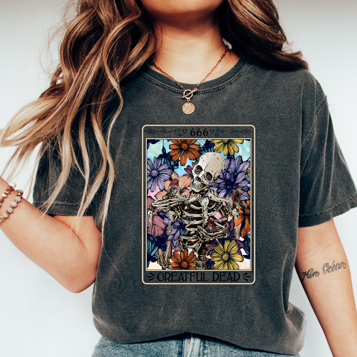666 Skeleton Floral Tee || More Colours