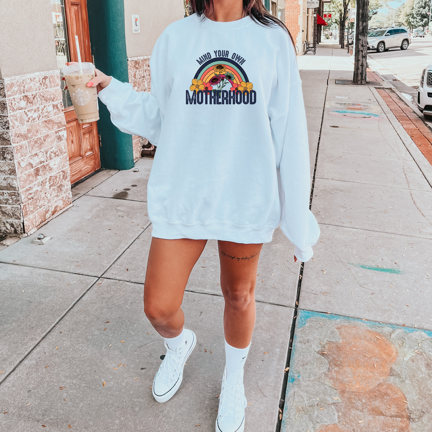 Adult crewneck sweatshirt | Mind your own Motherhood Crewneck sweatshirt | Gift for Mom