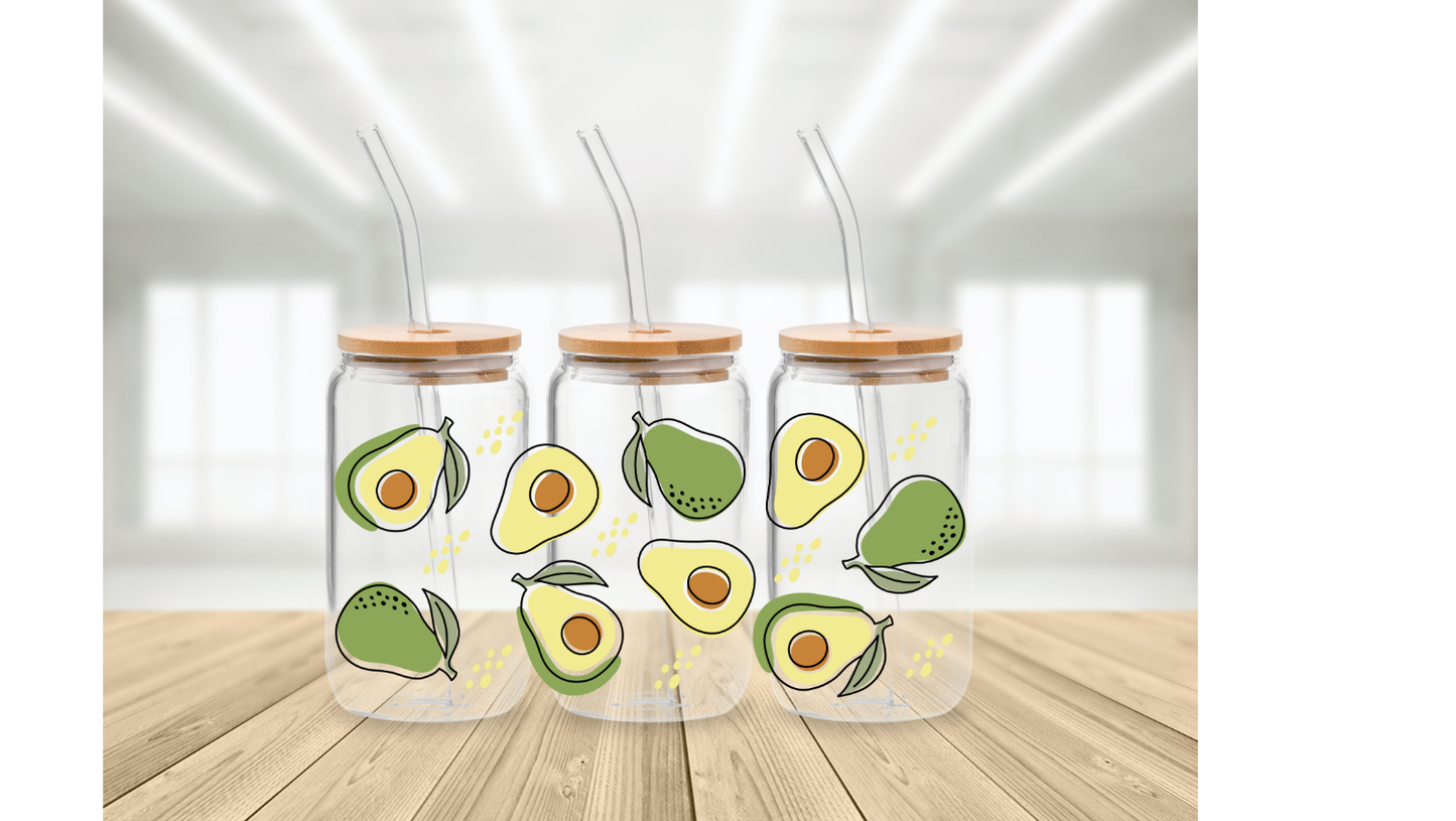 Lemon Glass | Strawberry Glass | Watermelon Glass Avocado Glass | 16 oz Glass