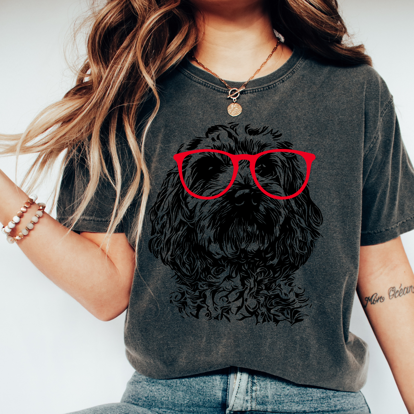 Cockapoo wearing glasses | Doodle wearing glasses | Adult Comfort Color shirt
