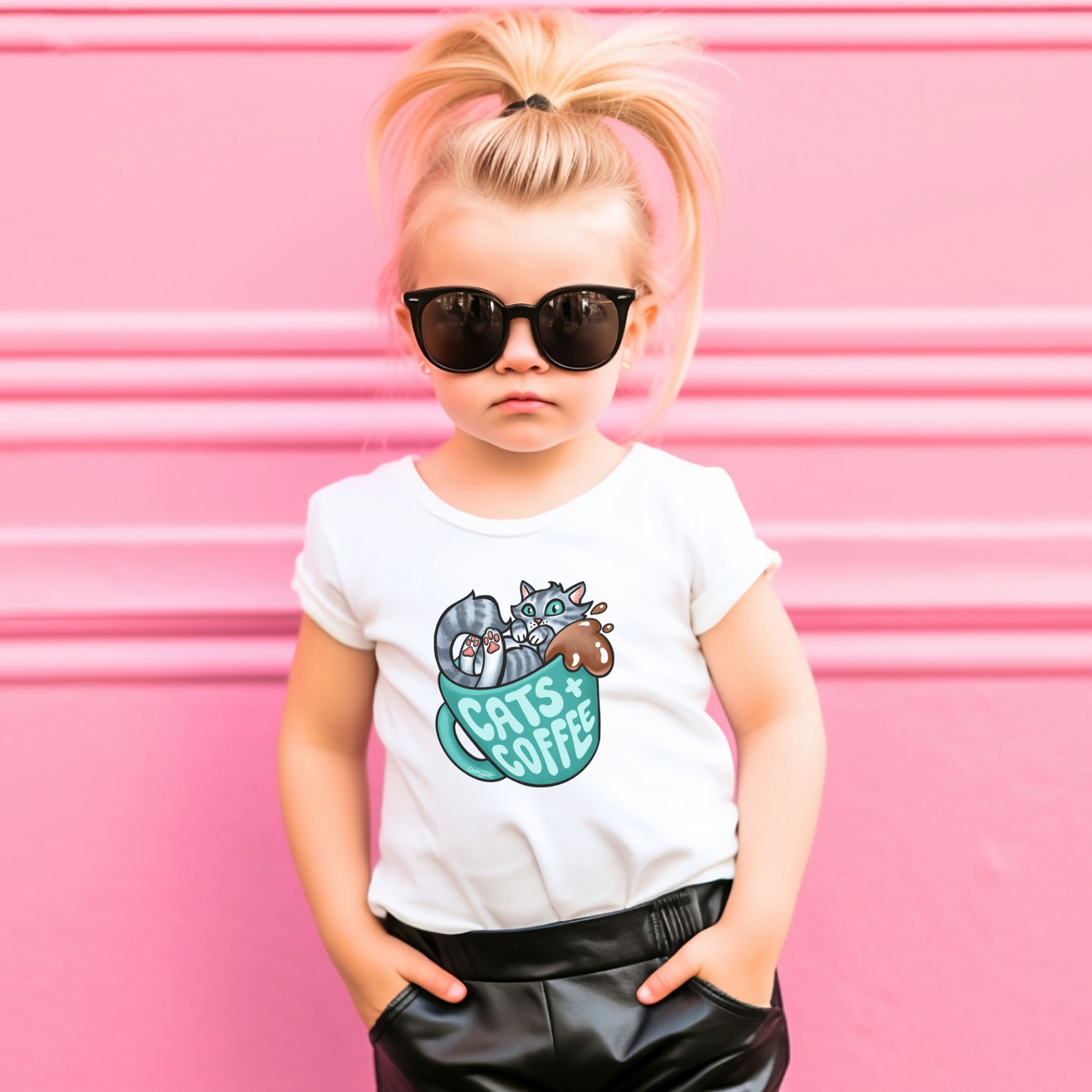 Cats and Coffee shirt | Geeky Pets shirt | Kids shirt