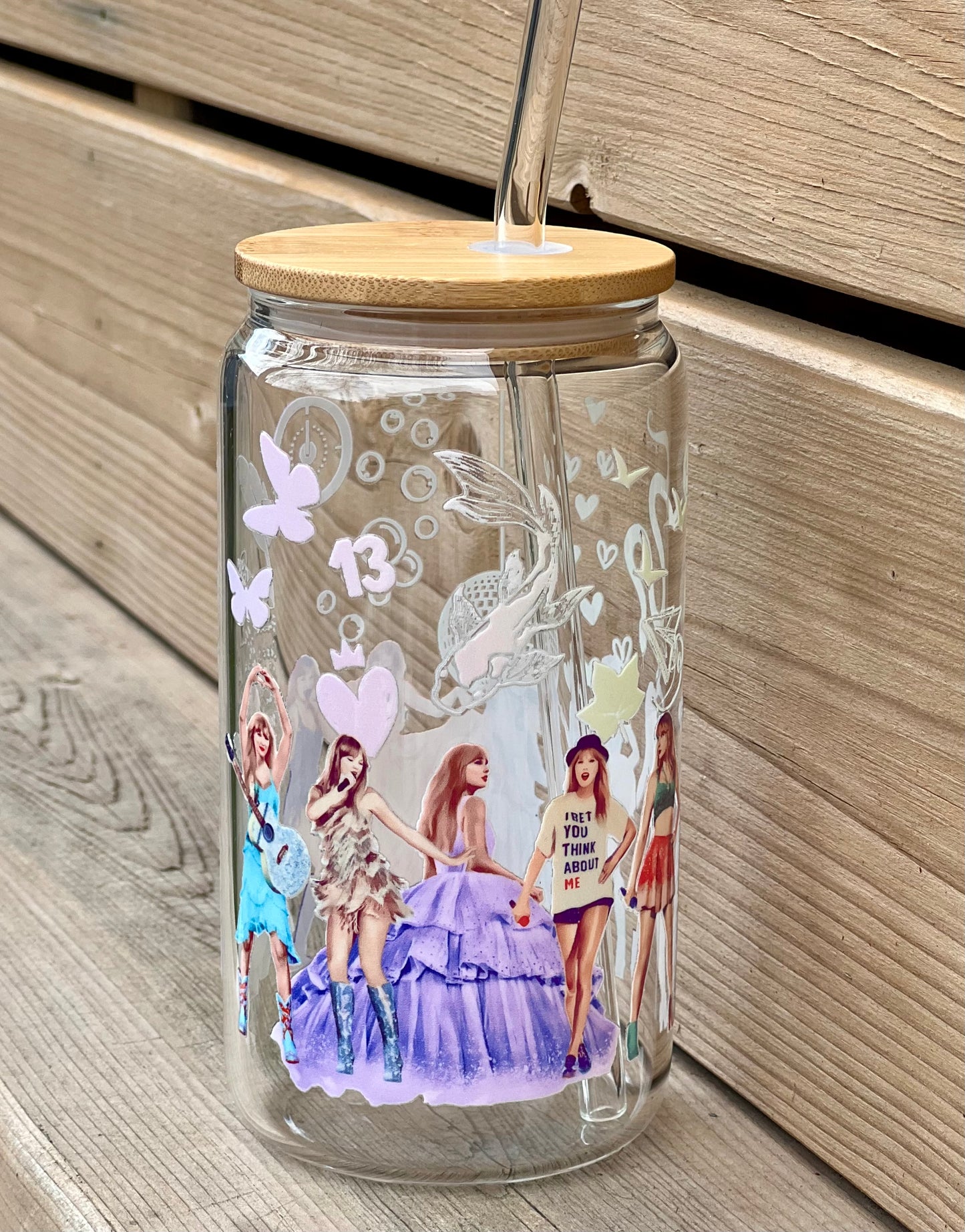 Tay Swift Inspired 16 oz glass: Iconic Eras Tour including The Tourtured Poets Department
