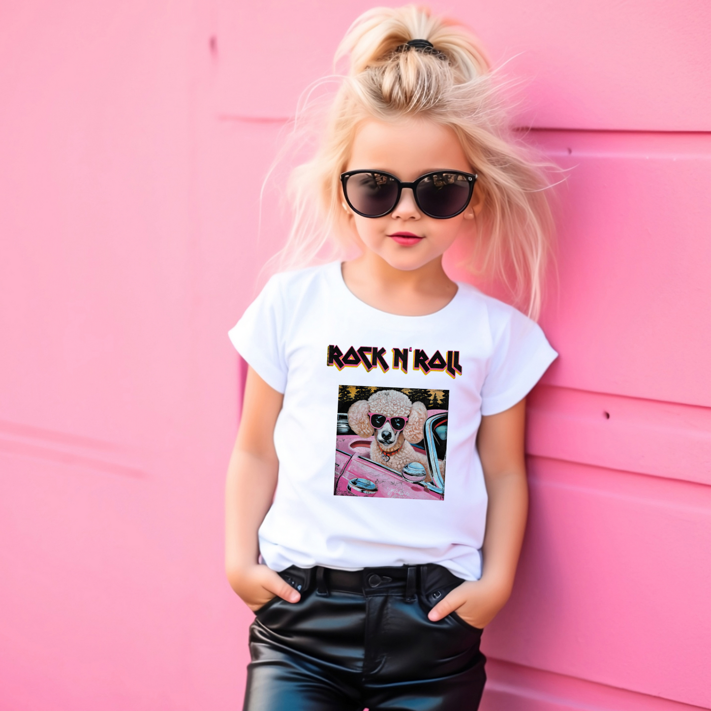 Poodle wearing sunglasses shirt | Concert shirt | Rock n Roll shirt | Kids shirt