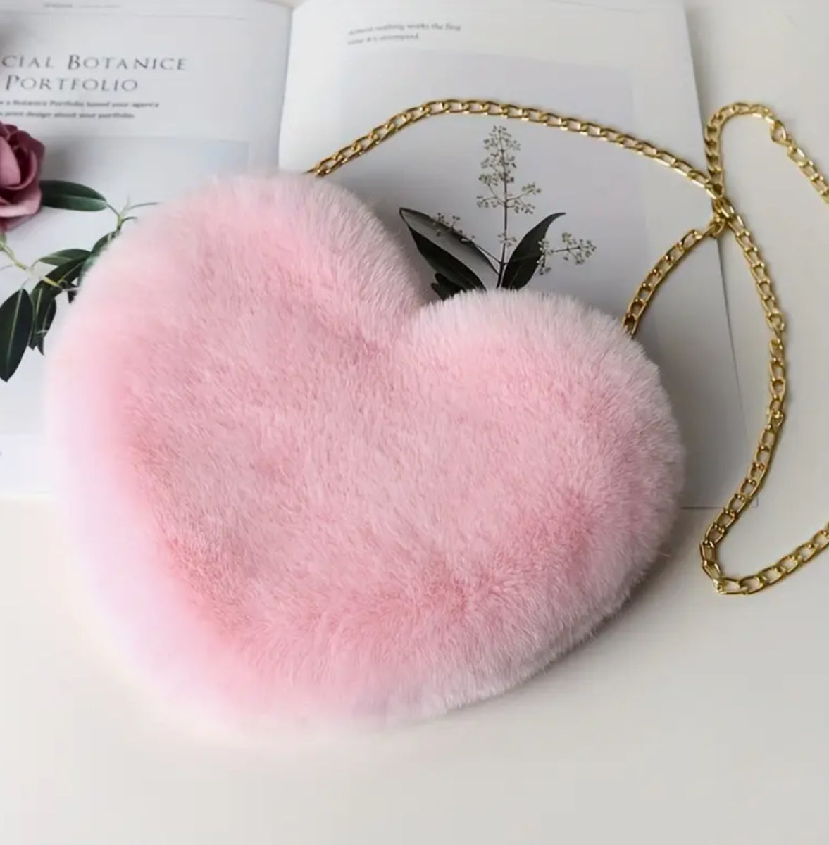 Fur heart purse | dusty pink bag
