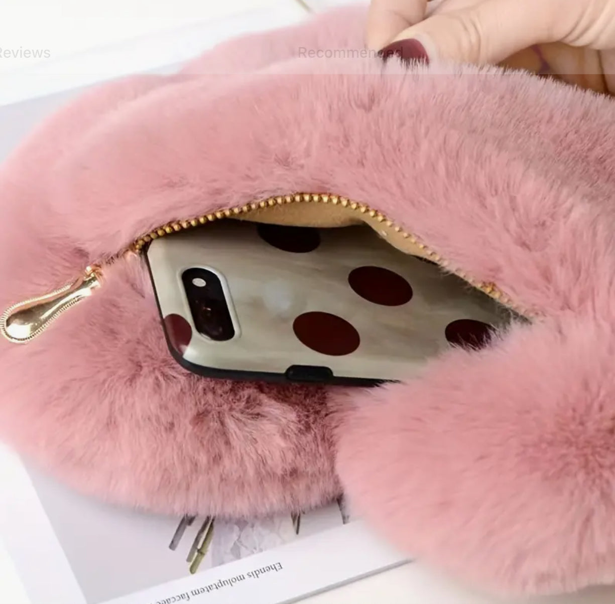 Fur heart purse | dusty pink bag