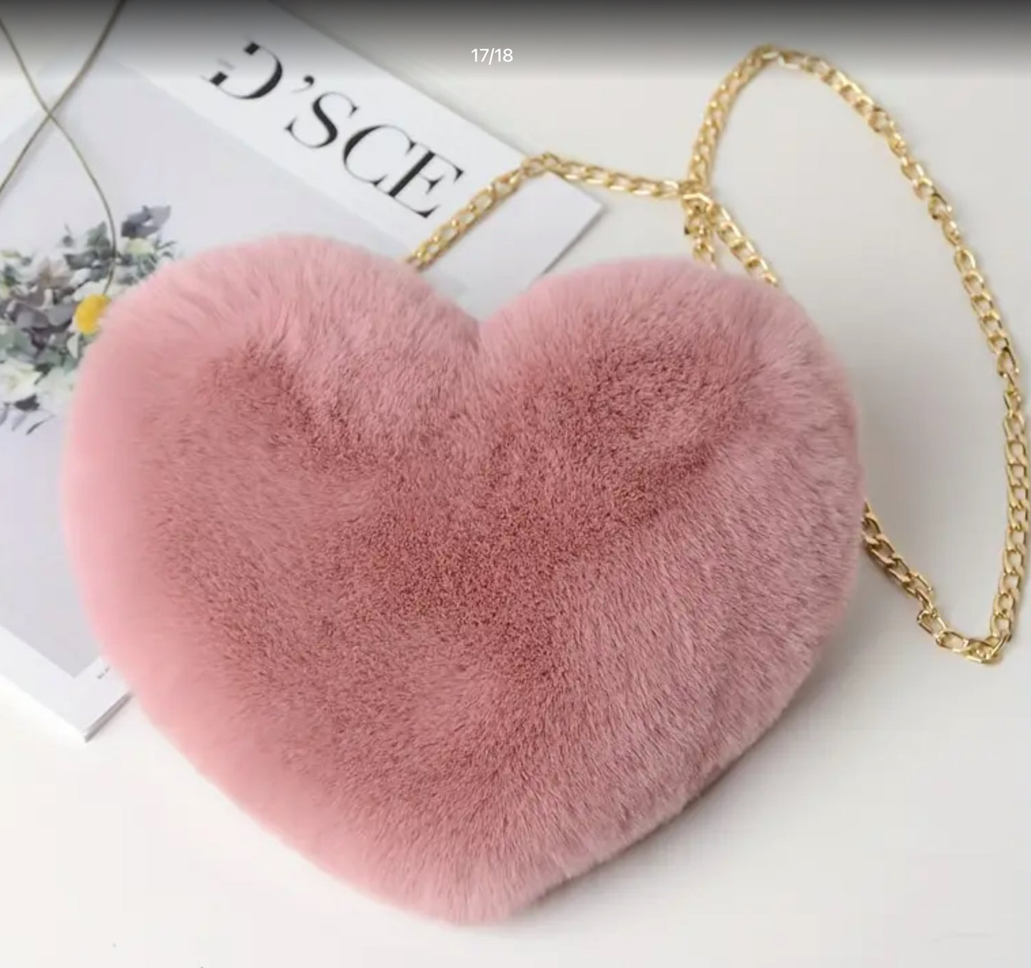 Fur heart purse | dusty pink bag