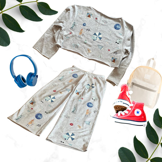 Taylor Swift Inspired 1989 Boat-Neck Sweatshirt & Wide-Leg Joggers with pockets