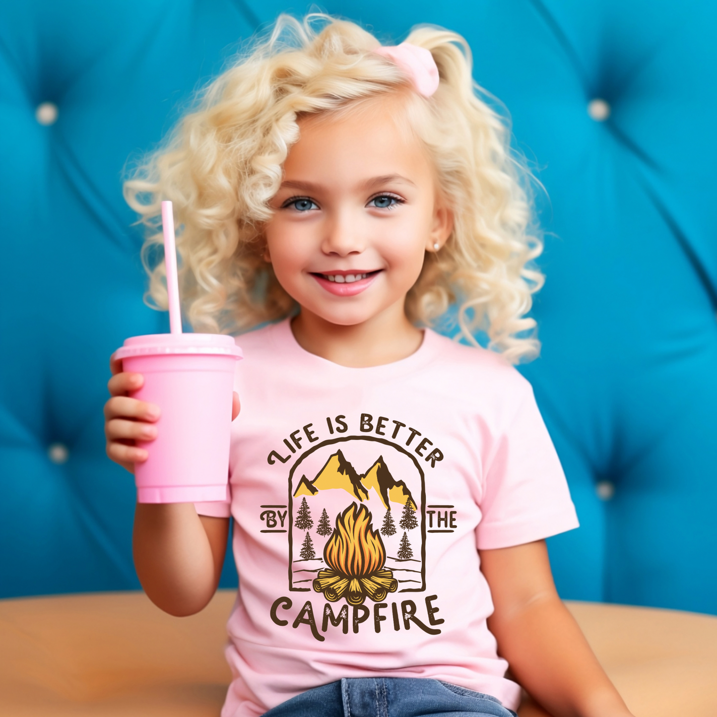 Life is better by the campfire shirt | Kids Camp fire shirt | kids cottage shirt