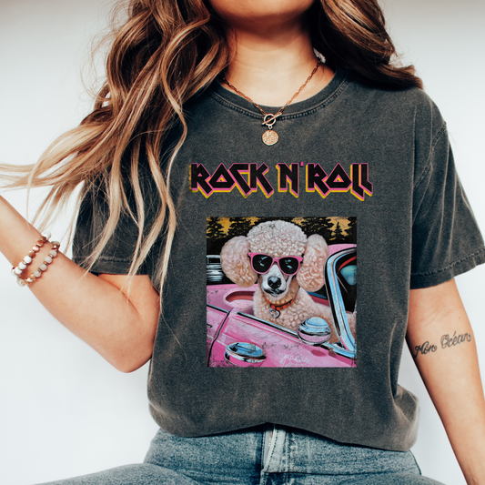 Vintage poodle | Adult Comfort Color shirt | Rock n Roll shirt