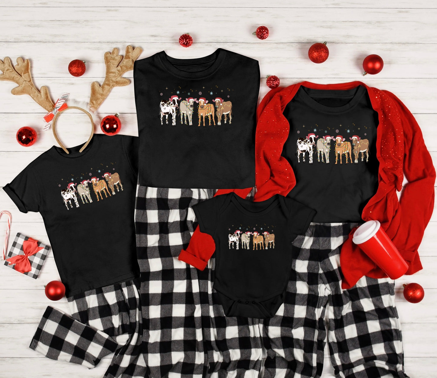 Christmas Cows Adult Shirt
