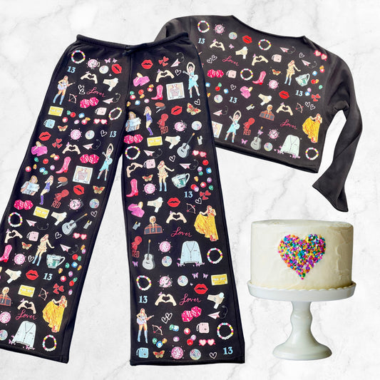 Taylor Swift Inspired Eras Boat-Neck Sweatshirt & Wide-Leg Joggers with pockets