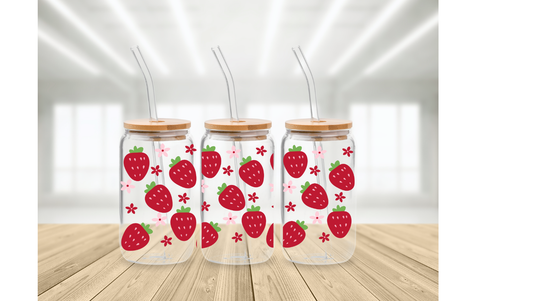 Strawberries 16 oz glass